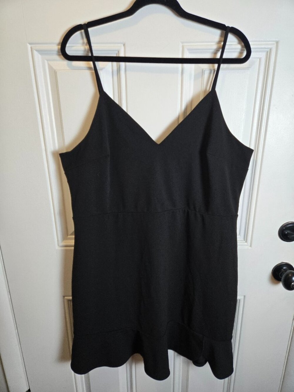 Express black spaghetti strap ruffle hem mini dress XL LBD Whimsigoth
